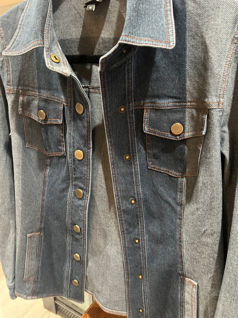 W by Worth Two-Tone Blue Denim Button Jacket - Picture 4 of 7